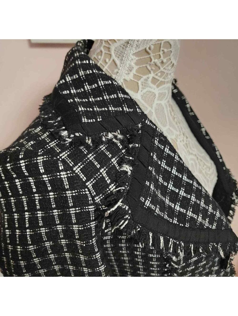 WHBM white house black market fringe ribbon tweed unique blazer 00 - Picture 2 of 6